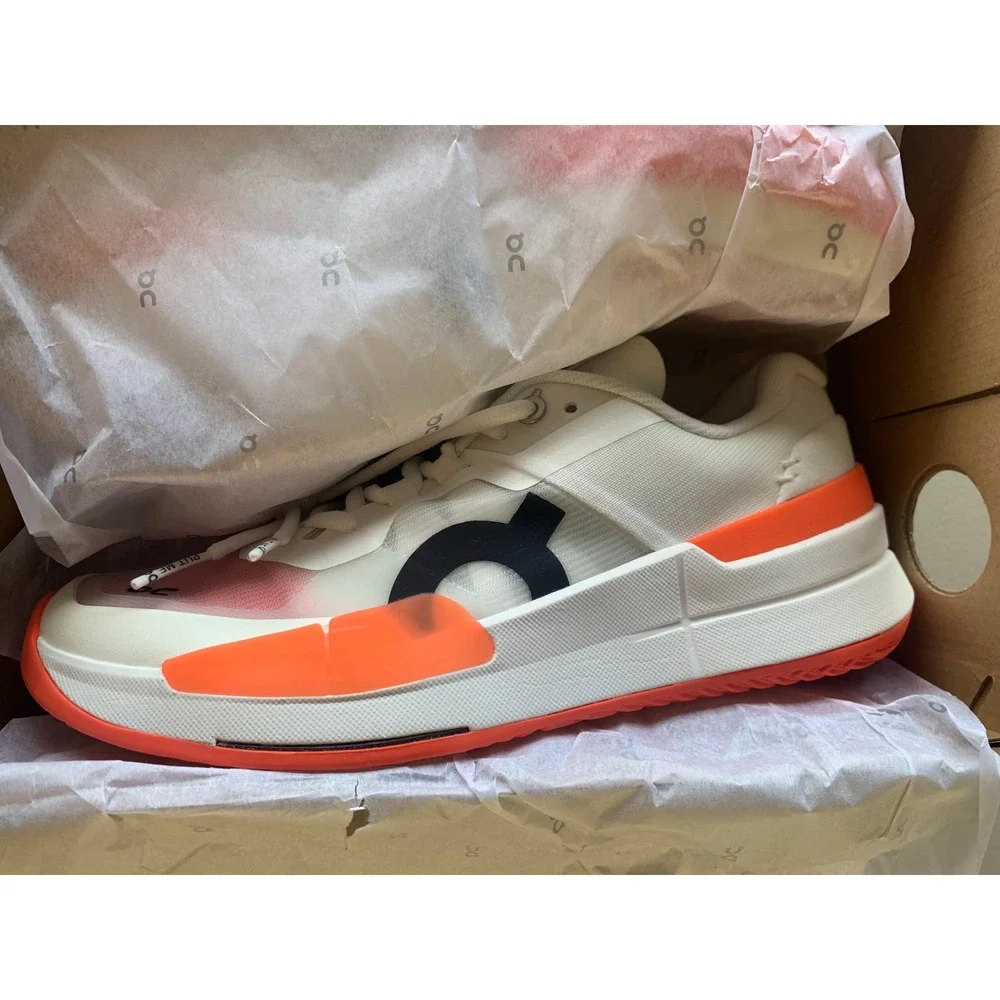 On Running Women's Roger Pro White Pink Orange Tennis Shoes